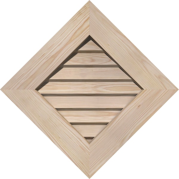 Ekena Millwork Diamond Gable Vent Unfinished, Non-Functional, Pine Gable Vent w/ Decorative Face Frame, 20"W x 20"H GVWDI20X2002SDUPI - main